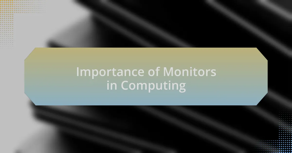 Importance of Monitors in Computing